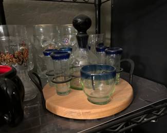 barware decanter set cobalt