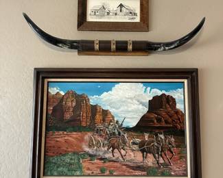 bull horn western art