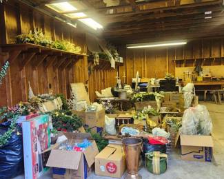 Boxes of Christmas decor 