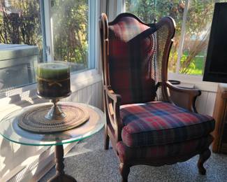 Vintage wingback chair and side table