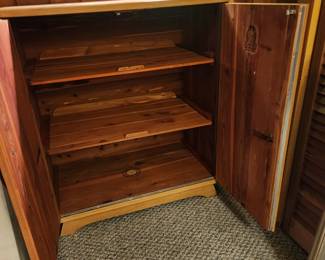 Cedar interior of the Lane cabinet 