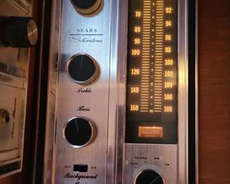 Sears Silvertone AM/FM radio and turntable console 