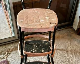 Vintage Pink and Black Step Stool