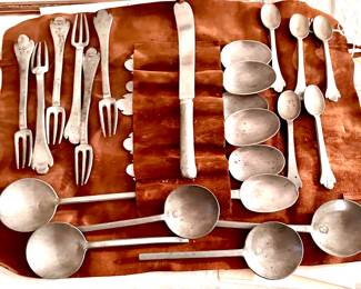 19th Jamaica pewter. 22 pieces