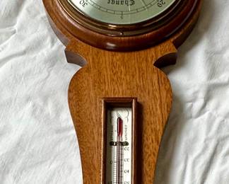 VINTAGE BAROMETER WITH THERMOMETER