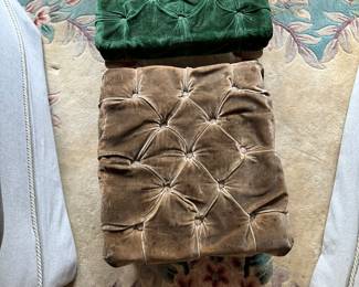 TWO TUFTED FOOT STOOLS