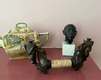 BLACK BRONZE, ANTIQUE PORCELIAN