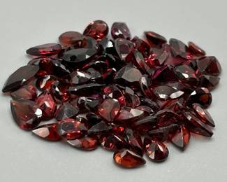 42 Carat Garnet; Pear Faceted Shape - Various Size & Color Assorted Lot of Loose Stones