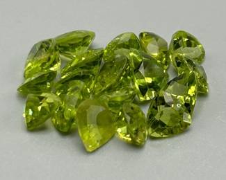 17.78 Carat Peridot; Trillion Triangular Faceted Cut - Various Size Assorted Lot of Loose Stones