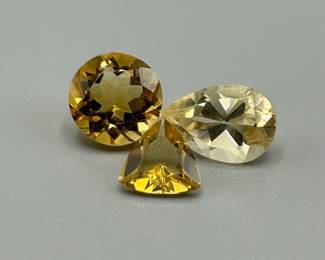 7.70 Carat Citrine; Mixed Cut - Various Size, Color & Shape Assorted Set of 3 Loose Stones