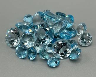 3.30 Carat Light Blue Topaz; Round Faceted Cut - Various Color & Size Assorted Lot of Loose Stones