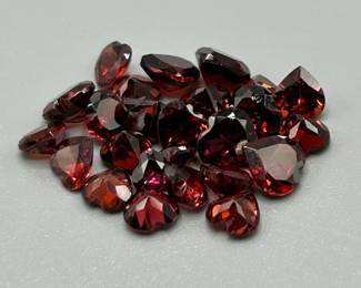 15.30 Carat Garnet; Heart Faceted Shape - Various Color & Size Assorted Lot of Loose Stones