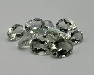 13.80 Carat Prasiolite Light Green Quartz; Round & Oval Faceted Cut - Assorted Lot of 10 Loose Stones