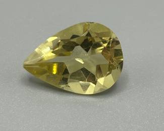 9.21 Carat Lemon Yellow Quartz; Pear Faceted Shape