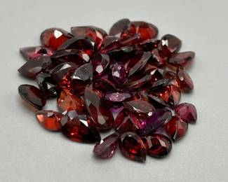 32 Carat Garnet; Pear Faceted Shape - Various Color & Size Assorted Lot of Loose Stones
