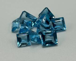 9.40 Carat London Blue Topaz; Square & Rectangular Emerald Cut - Assorted Lot of Loose Stones