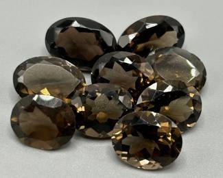 40 Carat Smoky Quartz; Oval Faceted Cut - Various Size Assorted Lot of Loose Stones