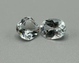 5.60 Carat Light Blue Topaz; Cushion & Oval Faceted Cut - Set of 2 Loose Stones