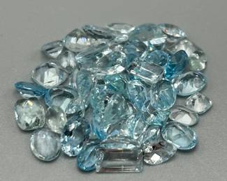 32.70 Carat Blue Topaz; Mixed Cut - Various Color, Size & Shape Assorted Lot of Loose Stones