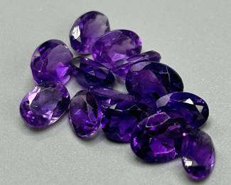 11.20 Carat Amethyst; Oval Faceted Cut -Various Size & Color Assorted Lot of Loose Stones