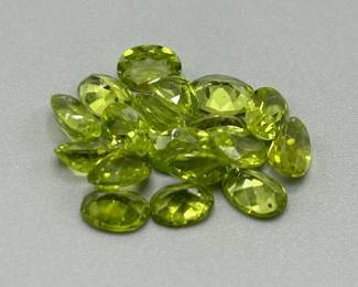 14.50 Carat Peridot; Oval Faceted Cut - Various Size Assorted Lot of Loose Stones