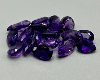 14.60 Carat Amethyst; Pear Faceted Shape; Assorted Lot of Loose Stones