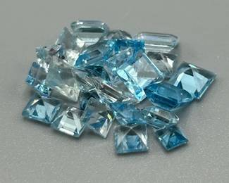 11.20 Carat Light to Medium Blue Topaz; Square Emerald Cut - Assorted Lot of Loose Stones