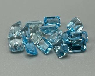 14.20 Carat Blue Topaz; Rectangular Emerald Cut - Assorted Lot of Loose Stones