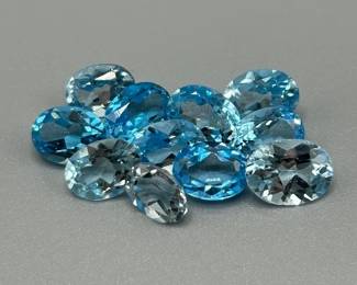 16.90 Carat Blue Topaz; Oval Faceted Cut - Various Size & Color Assorted Lot of Loose Stones