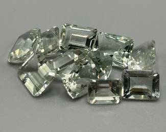 25 Carat Prasiolite Light Green Quartz; Mixed Rectangular Cut - Various Size & Shape Assorted Lot of Loose Stones