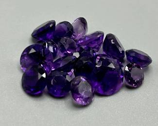 12.90 Carat Amethyst; Round Faceted Cut - Various Size & Color Assorted Lot of Loose Stones