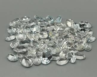42.49 Carat Colorless to Light Blue Topaz; Round & Oval Faceted Cut - Assorted Lot of Loose Stones
