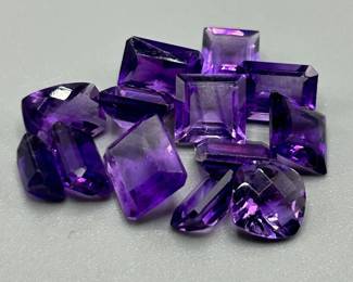 11.70 Carat Amethyst; Mixed Cut - Various Size & Shape Assorted Lot of Loose Stones