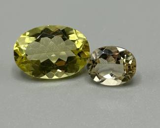 7.50 Carat Light to Medium Lemon Yellow Quartz; Oval Faceted Cut - Set of 2 Loose Stones