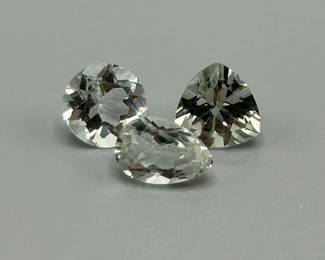 4.89 Carat Prasiolite Light Green Quartz; Mixed Cut - Set of 3 Loose Stones