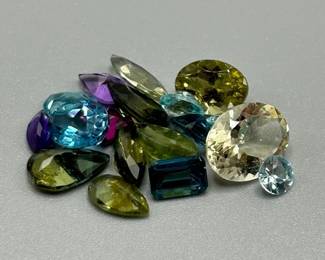 14 Carat Semi-Precious Gemstone; Mixed Cut - Various Size, Shape, Color & Species Assorted Lot of Loose Stones