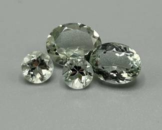7 Carat Prasiolite Green Quartz; Round & Oval Faceted Cut - Various Size Set of 4 Loose Stones