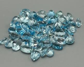40 Carat Blue Topaz; Mixed Cut - Various Color, Size & Shape Assorted Lot of Loose Stones