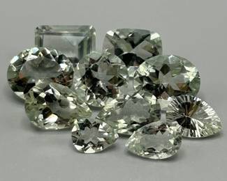 29.30 Carat Prasiolite Light Green Quartz; Mixed Cut - Various Size & Shape Assorted Lot of Loose Stones