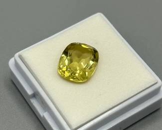 3.49 Carat Lemon Yellow Quartz; 11x9mm Modified Rectangular Cushion Faceted Cut
