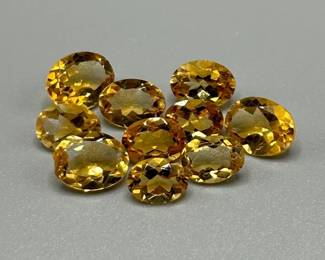 11.20 Carat Citrine; Oval Faceted Cut - Lot of 10 Loose Stones