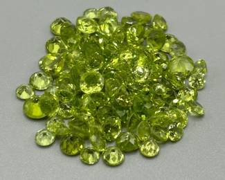 44 Carat Peridot; Round Faceted Cut - Various Size Assorted Lot of Loose Stones