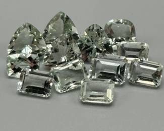 24 Carat Prasiolite Light Green Quartz; Mixed Cut - Various Size & Shape Assorted Lot of Loose Stones