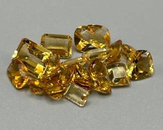 15.60 Carat Golden Citrine; Mixed Cut - Various Color, Size & Shape Assorted Lot of Loose Stones