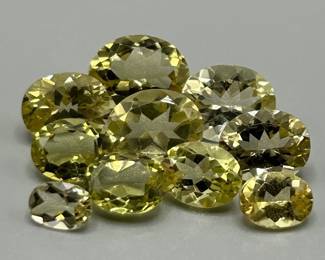 22.15 Carat Lemon Yellow Quartz; Oval Faceted Cut - Various Size & Color Assorted Lot of Loose Stones