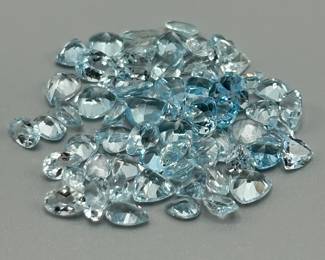 35.99 Carat Light to Medium Blue Topaz; Mixed Cut - Various Size, Color & Shape Assorted Lot of Loose Stones