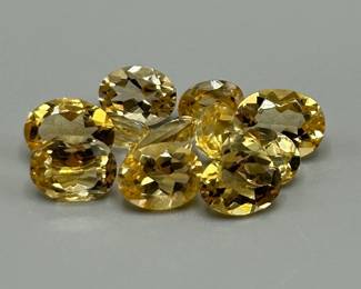 12 Carat Citrine; Oval Faceted Cut - Assorted Size Set of 11 Loose Stones
