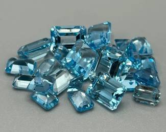 30 Carat Blue Topaz; Rectangular Emerald Cut - Assorted Size Lot of Loose Stones