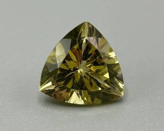 8 Carat Lemon Yellow Quartz; Trillion Triangular Faceted Cut