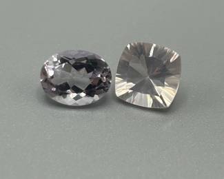3.60 Carat Light Lilac to Gray Purple Amethyst; Oval & Starburst Cushion Cut - Set of 2 Loose Stones